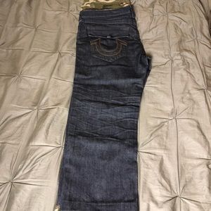 Blue denim true religion jeans military Trim